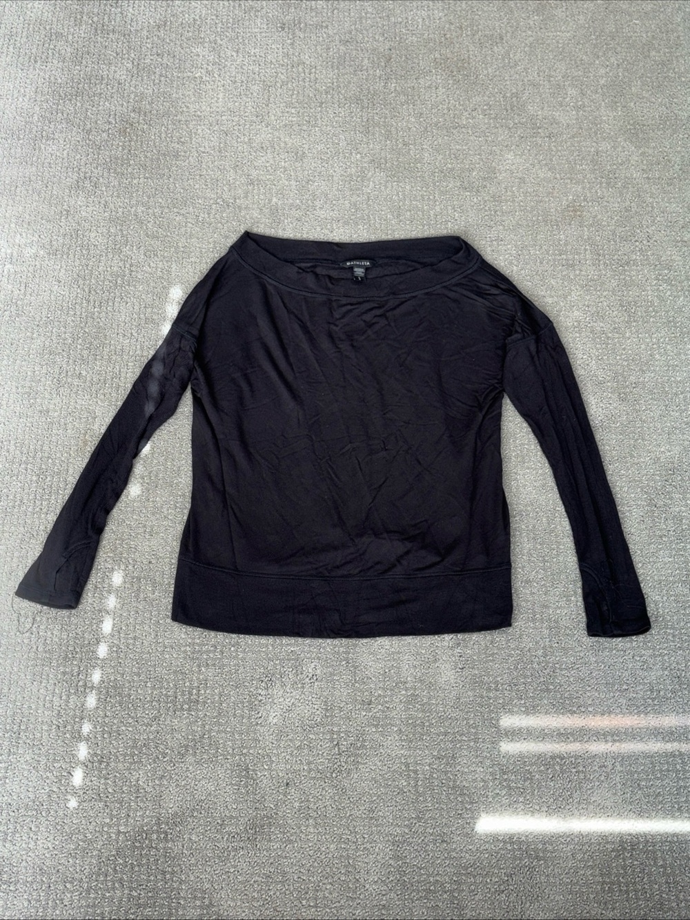 Athleta Black Long-Sleeve Boatneck Top Size L Womens